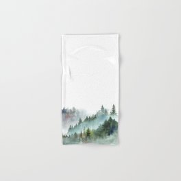 Watercolor Pine Forest Mountains in the Fog Hand & Bath Towel