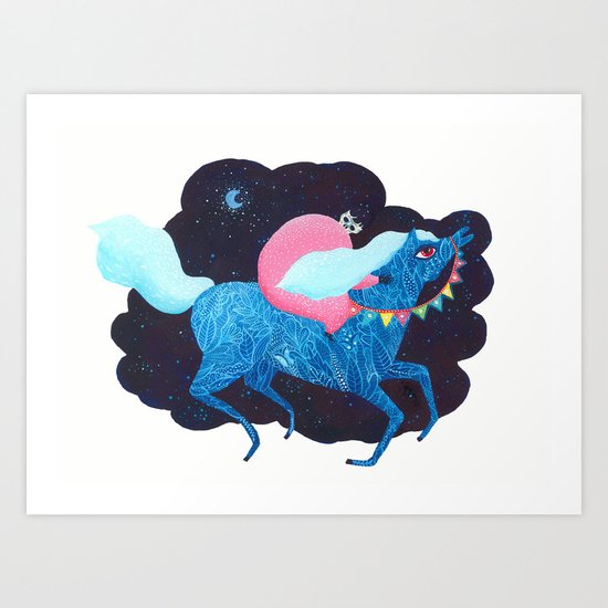 Death on a horse fairy tale illustration Art Print
