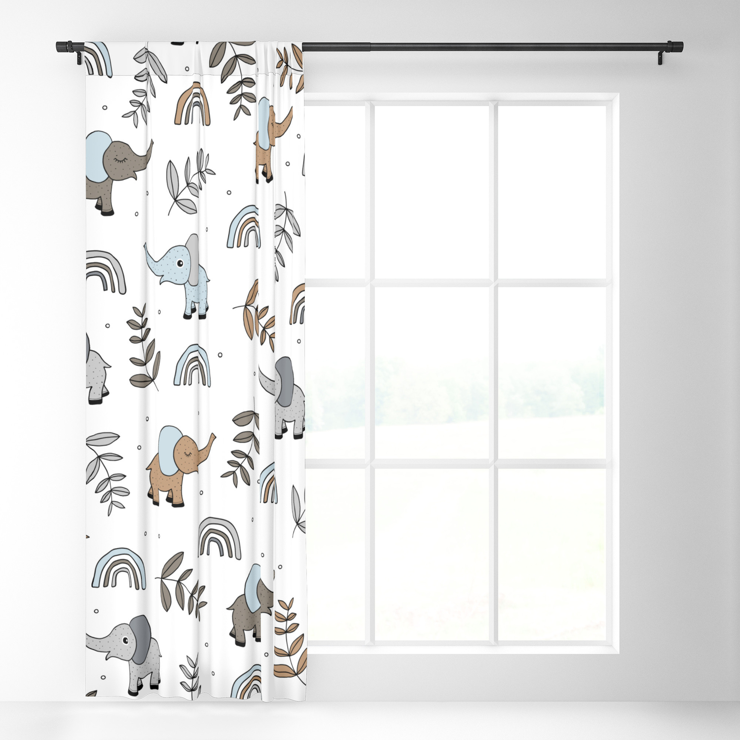 Little Elephant Safari Rainbow Love Neutral Nursery Blackout