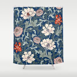 William Morris Dark Enchanted Magical Forest Floral Shower Curtain