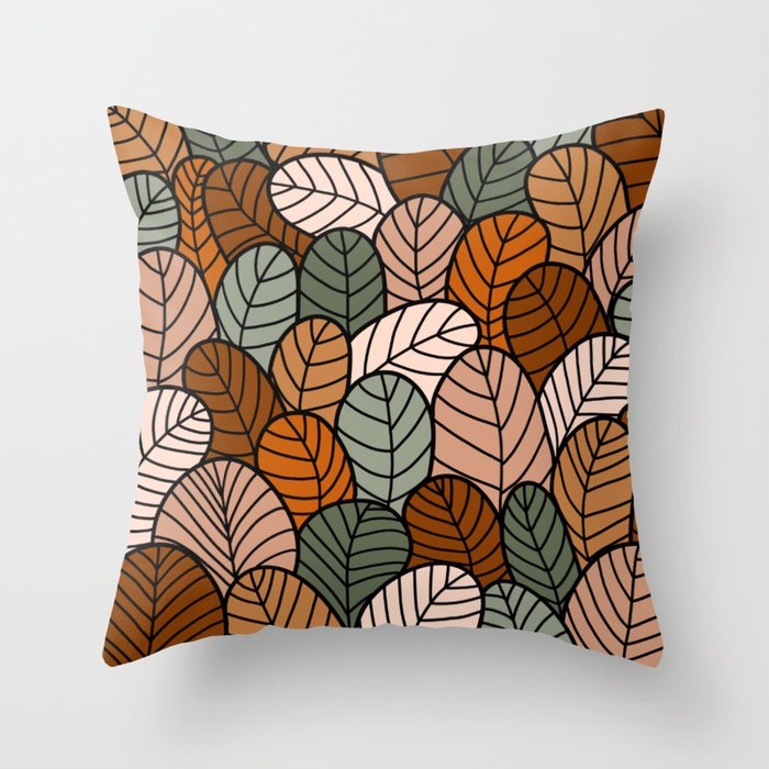 Fall leaves pattern Throw Pillow
