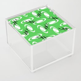 Retro Atomic Age Swirls Stars Pattern Green Acrylic Box