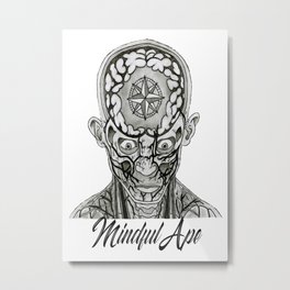 Mindful Ape Metal Print | Pencil, Drawing, Compass, Head, Psychedelic, Mind, Mindfullness, Anatomy, Innercompass, Alteredstate 