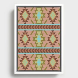 Beautiful Turquoise Pattern Design Framed Canvas