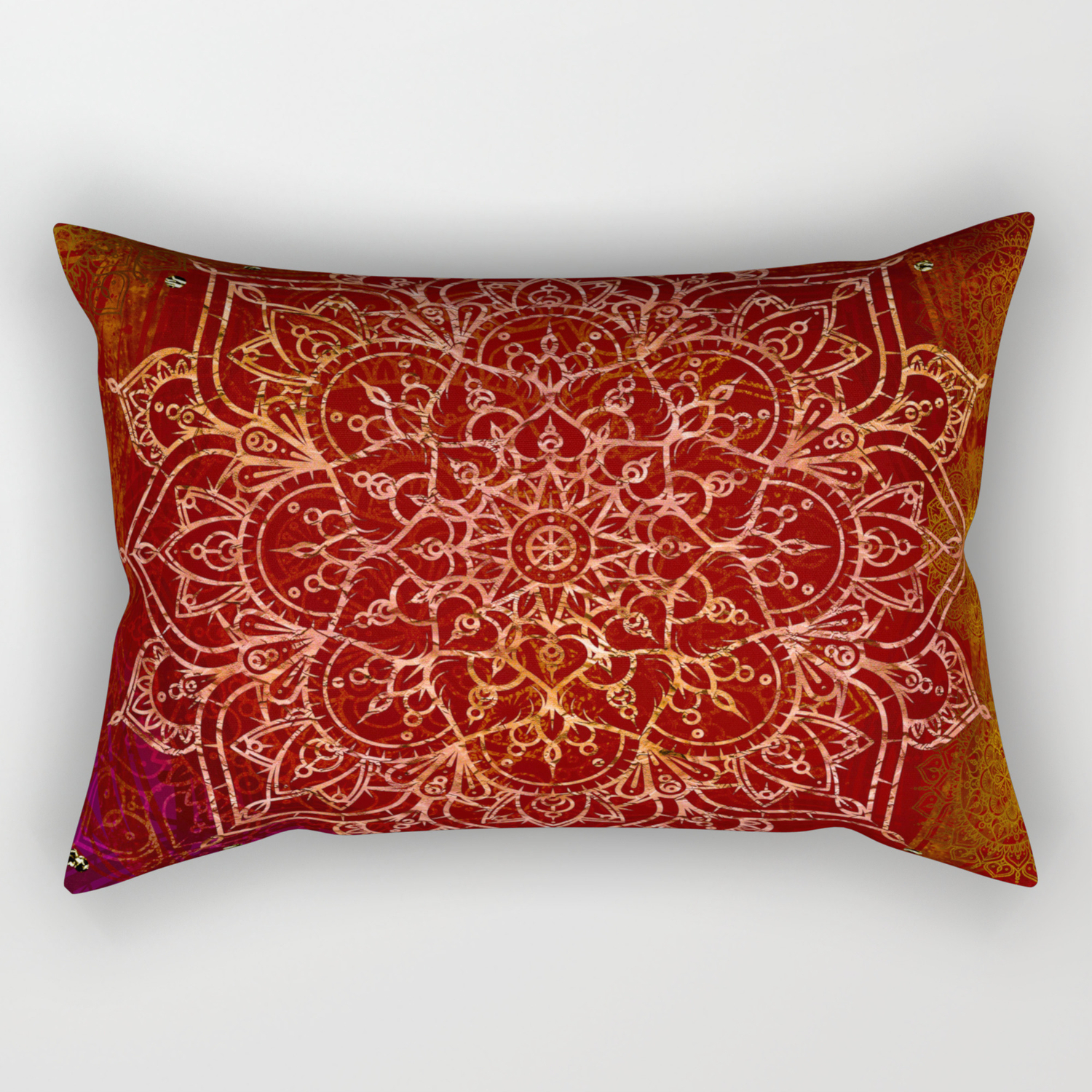 Society6 Rust Red Mandala by Christyne on Rectangular Pillow X-Large 28 x 20 