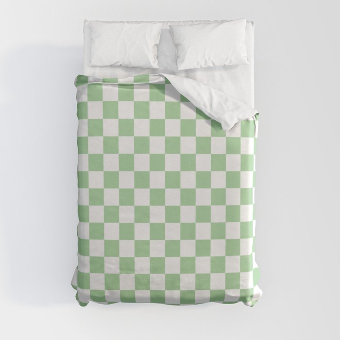 Mint Checkerboard Pattern Duvet Cover