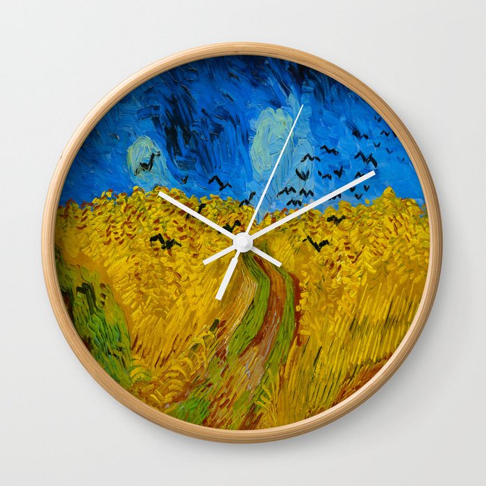 Wheatfield With Crows Oil Painting By Vincent Van Gogh Wall Clock