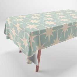 Atomic Age Retro 1950s Starburst Pattern in 50s Celadon Blue Green and Cream Tablecloth