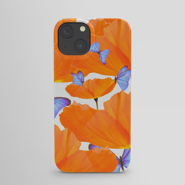 Poppies And Butterflies White Background #decor #society6 #buyart iPhone Case