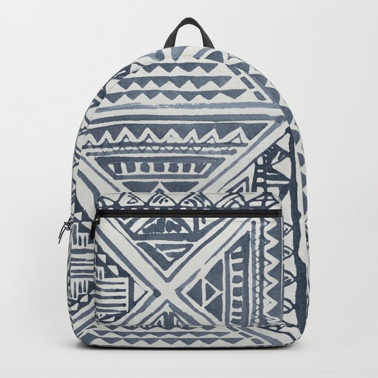 Simply Tribal Tile in Indigo Blue on Lunar Gray Backpack