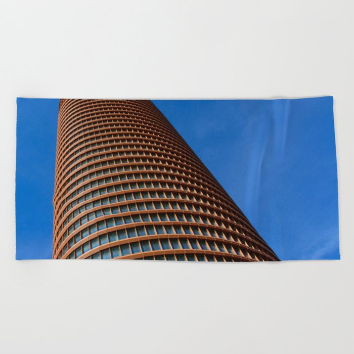 Spain Photography - The Tall Sevilla Sky Scraper In Seville Beach Towel