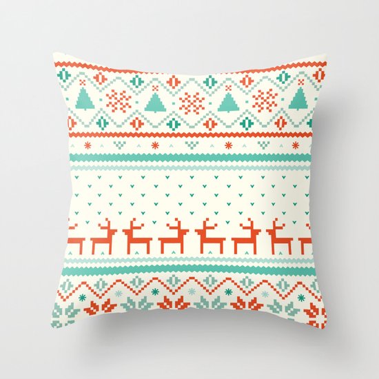 Festive Fair Isle Throw Pillow