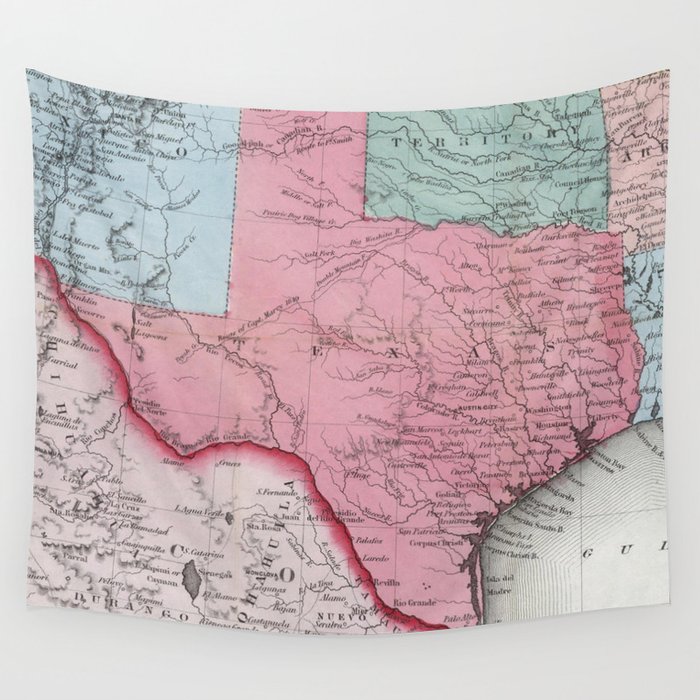 Vintage Map of Texas (1853) Wall Tapestry by BravuraMedia  Society6