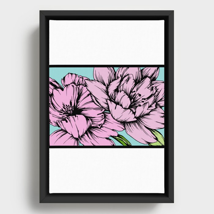 Peonies Framed Canvas