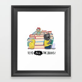 Read ALL the Books! Cute Scottie Dog Budgie Gerbil Art Framed Art Print