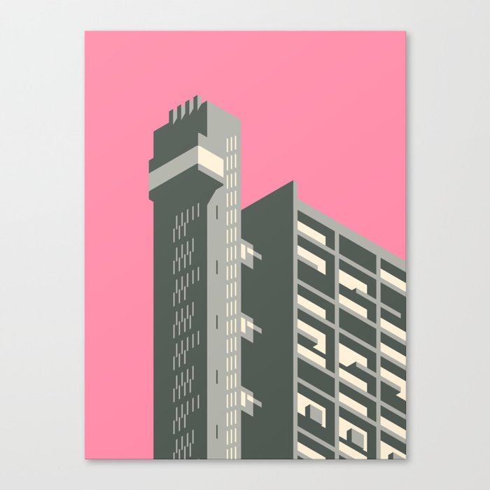 Trellick Tower London Brutalist Architecture - Pink Canvas Print