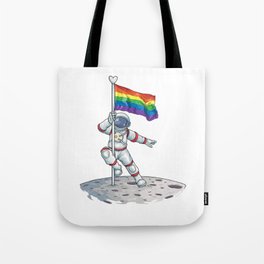 Astronaut rainbow flag Love is Love LGBT lesbian gay Tote Bag