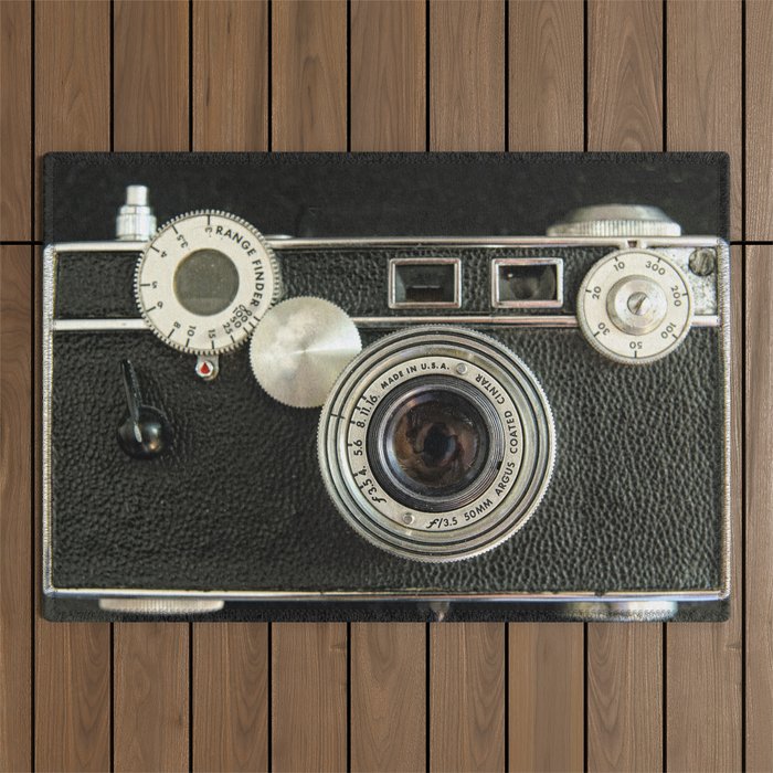 Vintage Range finder camera. Outdoor Rug