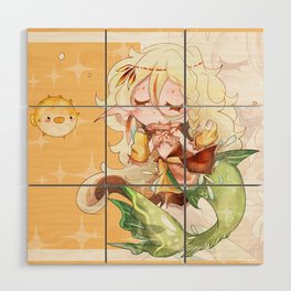 Pufferfish mermaid Wood Wall Art