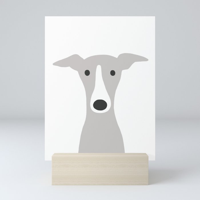 Cute Greyhound, Italian Greyhound or Whippet Cartoon Dog Mini Art Print