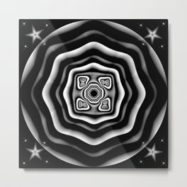 Black Hole Eye Metal Print | Black And White, Geometric, Octahedron, Monochrome, Circles, Galaxy, Space, 3Dillustration, Scifi, Symmetry 