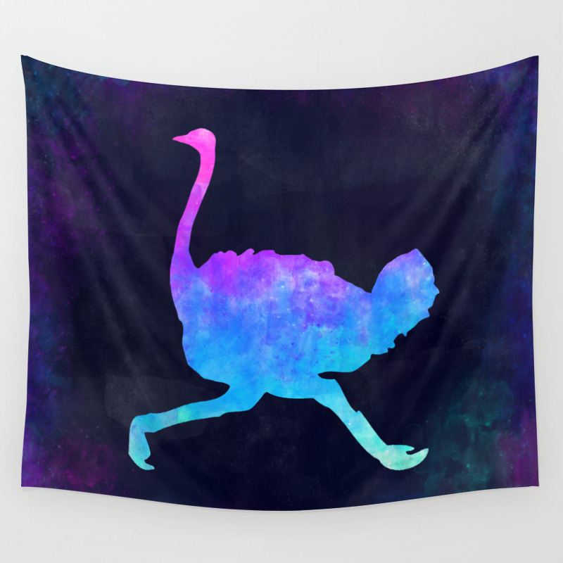 Ostrich In Space Animal Graphic Art Watercolor Canvas