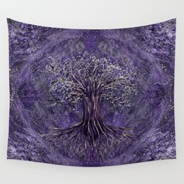 Tree of life -Yggdrasil Amethyst and silver Wall Tapestry