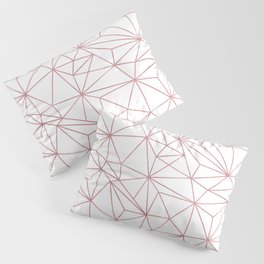 rose gold pink geometric lines on white Pillow Sham