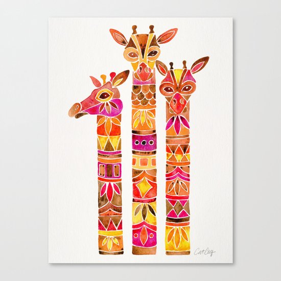 Giraffes – Fiery Palette Canvas Print