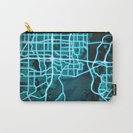 Grand Prairie, TX, USA, Blue, White, Neon, Glow, City, Map Carry-All Pouch