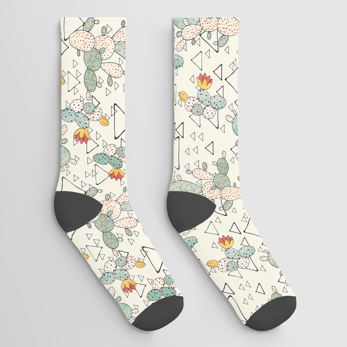 Prickly Pear Cacti and Triangles Socks