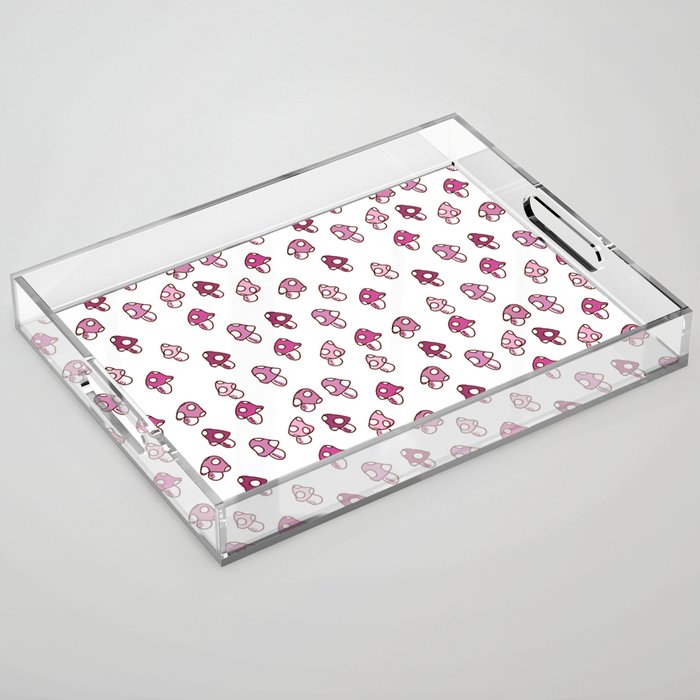 Pink Fairy Toadstools Pattern - seamless pattern Acrylic Tray
