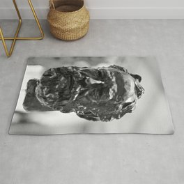 Portrait of Legros bronze sculpture by Auguste Rodin black and white photograph - photography - photographs wall decor Rug