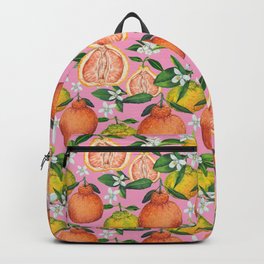 Fresh orange plant florals - pink Backpack
