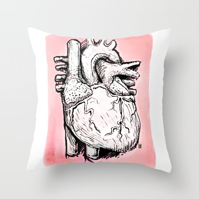 Inked Heart Throw Pillow