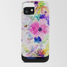 Pretty watercolor floral hand paint design iPhone Card Case