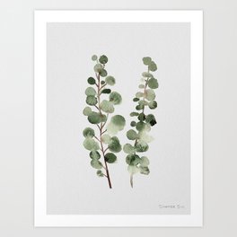 Eucalyptus (watercolor finger painting) Art Print