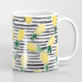 fresh pineapples on stripes watercolor Mug