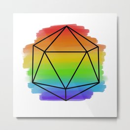 Painted Rainbow D20 Metal Print | Dice, Rainbow, Dungeonsanddragons, Digital, 20Sideddie, Nerd, Tabletop, Dnd, Lgbtq, Boardgame 