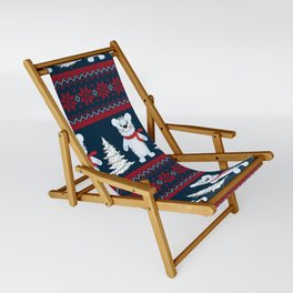 Knitted Christmas and New Year Pattern. Wool Knitting Sweater Design. Sling Chair