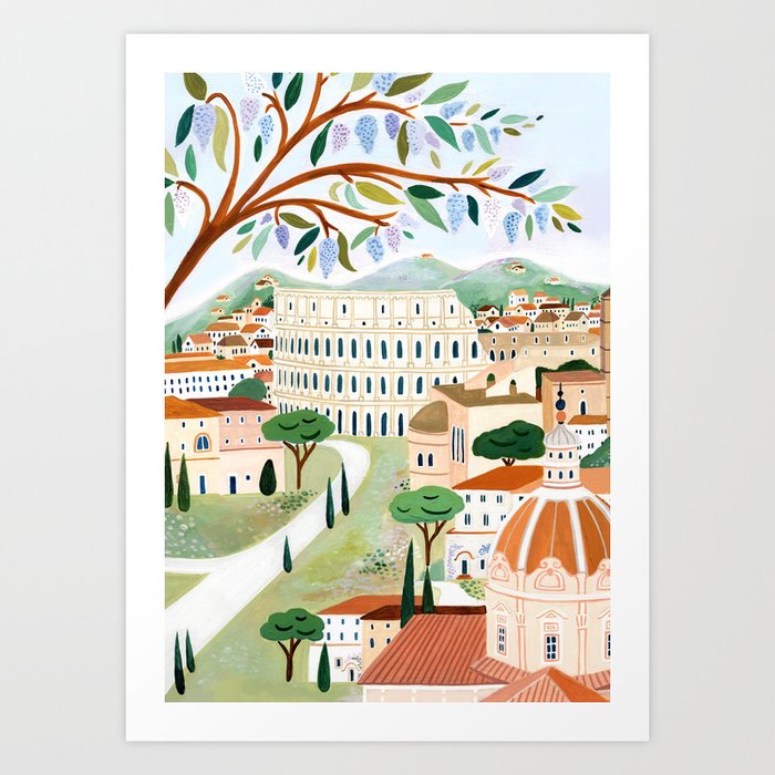 Alle satellit angivet Rome, Italy Art Print by Ambers Textiles | Society6