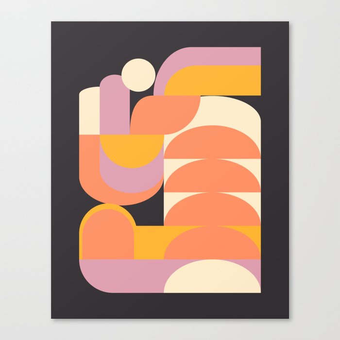 Shapes in Coral and Lilac 23 Canvas Print