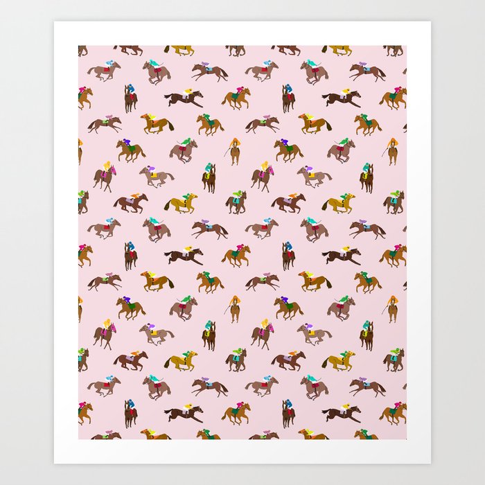 Off to the Horse Races (Pink) Art Print