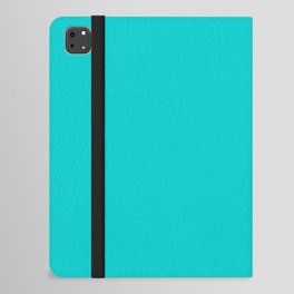 Robin Egg Blue Solid Color Popular Hues Patternless Shades of Cyan Collection Hex #00cccc iPad Folio Case
