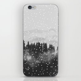 Mountains pine tree forest snow fog landscapes  iPhone Skin