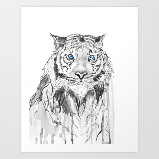 Tiger, black and white Art Print
