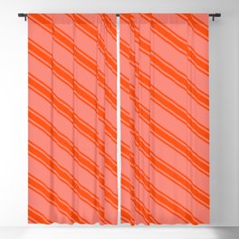 [ Thumbnail: Salmon & Red Colored Pattern of Stripes Blackout Curtain ]