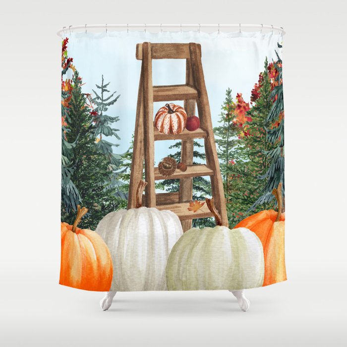 Pumpkin Patch Shower Curtain By My, Pumpkin Patch Shower Curtain