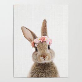 Rabbit with Flower Crown Poster