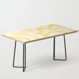 Retro Liquid Swirl Abstract Square in Soft Pale Pastel Yellow Coffee Table